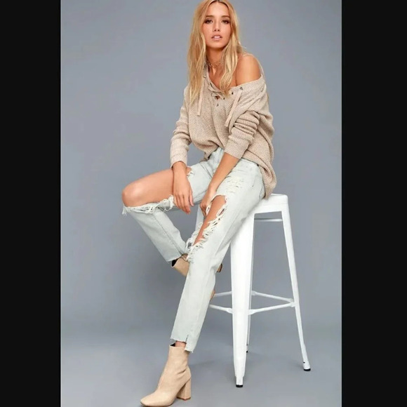 One Teaspoon Denim - One x One Teaspoon High Waist Awesome Baggies Light Wash Destroyed Jeans